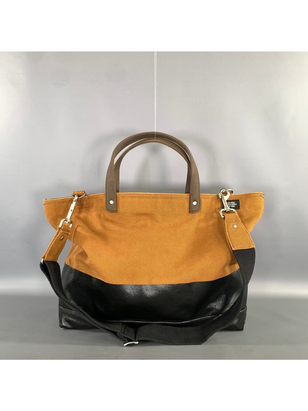 JACK SPADE Brown Black Waxed Cotton Tote Bag